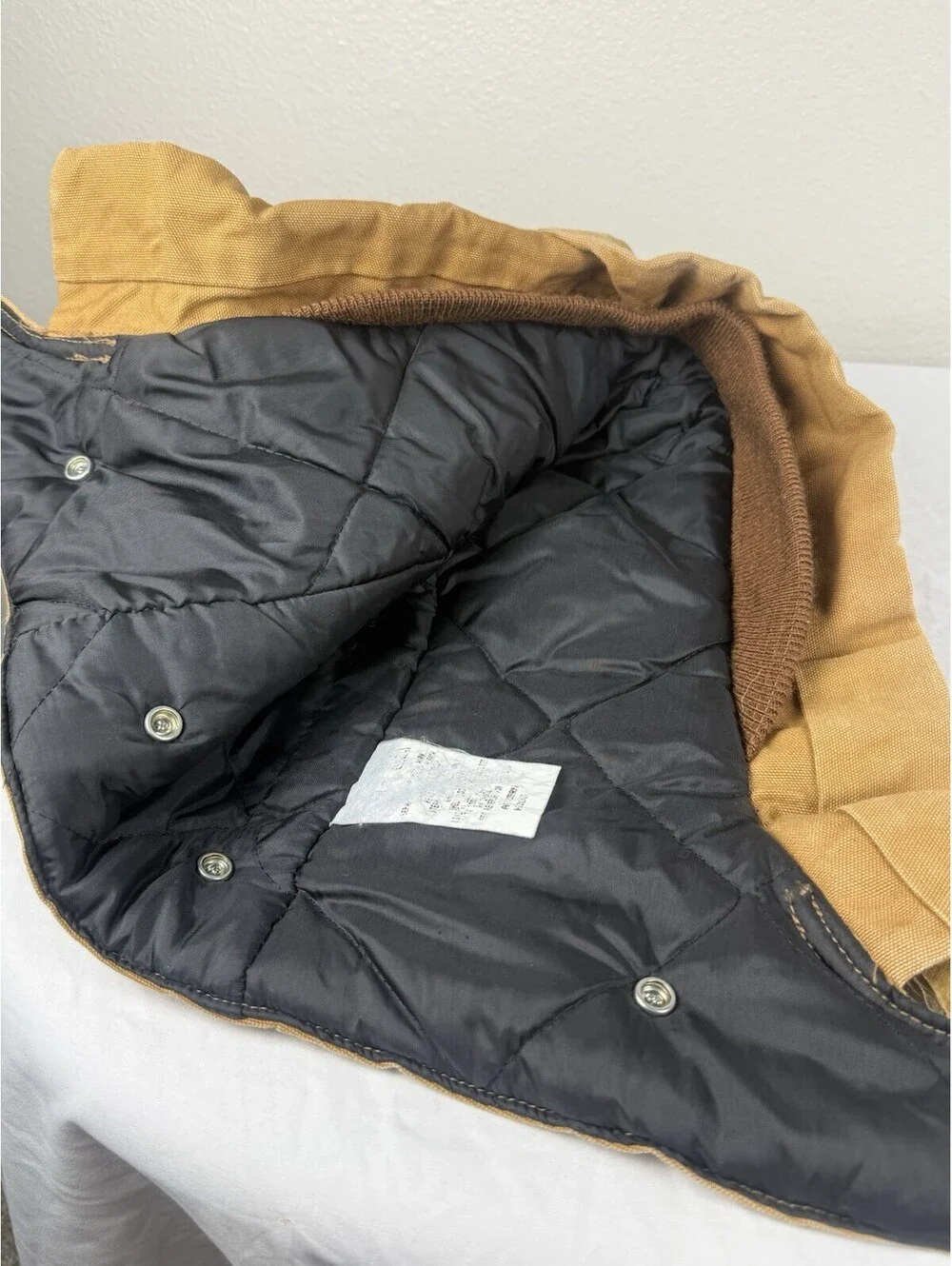 Carhartt Hood A02 BRN Brown Duck Canvas Quilt Lined Insulated Snap On USA